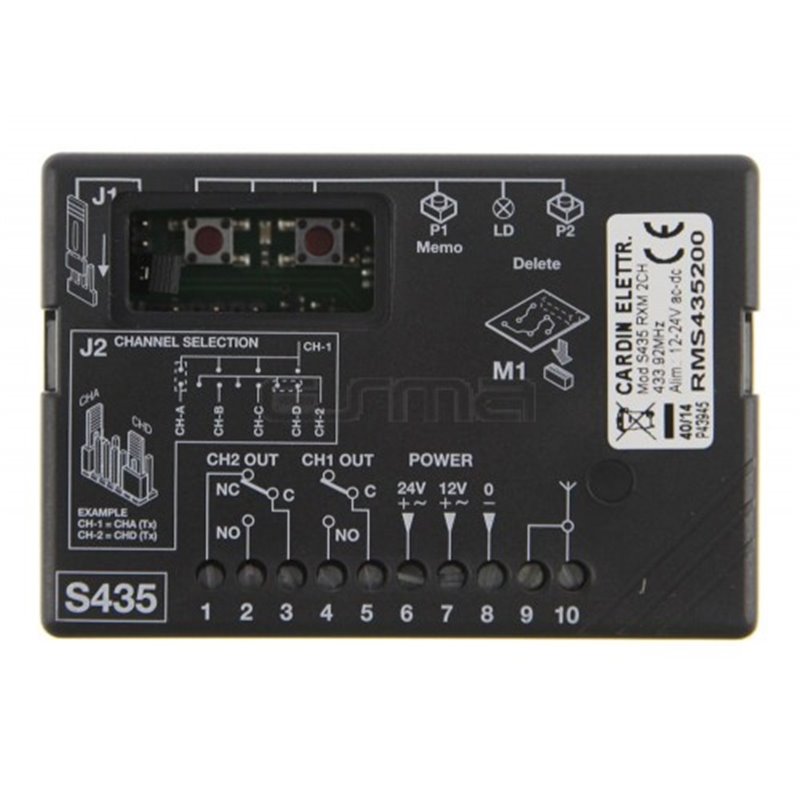 RMS435200 CARDIN Ricevitore Mini 2Ch S435 433Mhz