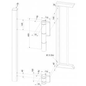 MAMMOTH180-9005 LOCINOX Cerniera auto-chiudente a 180° con ammortizzatore idraulico brevettato 150 Kg Ral 9005 - max 1500 mm